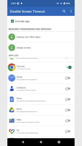 Disable Screen Timeout