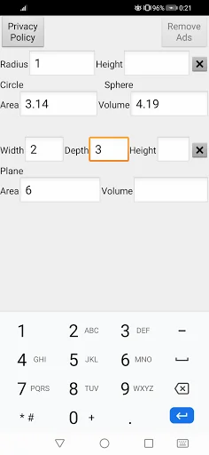 Area and Volume Calculator
