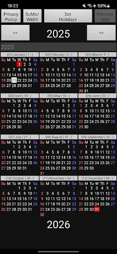 Annual Holiday Calendars screenshot 2