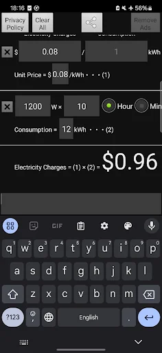 Electricity Calculator screenshot 2