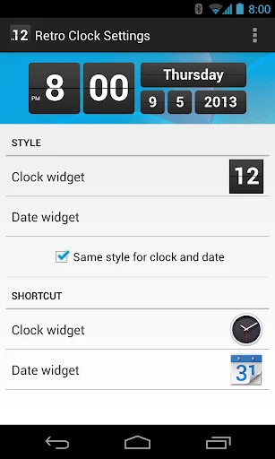 Retro Clock Settings