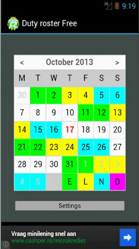 Dutyroster Shiftcalendar