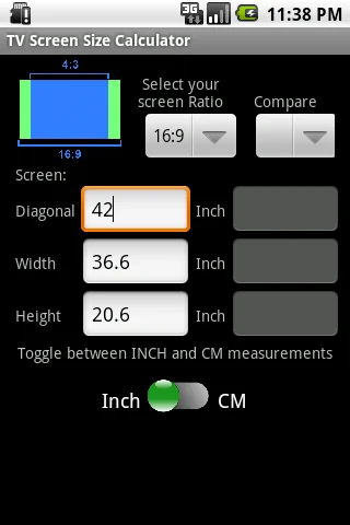 TV Screen Size Calculator screenshot 1