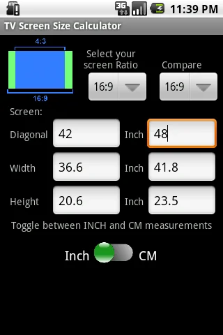 TV Screen Size Calculator screenshot 2