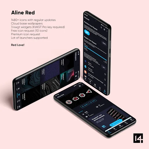 Aline Red: linear icon pack screenshot 2