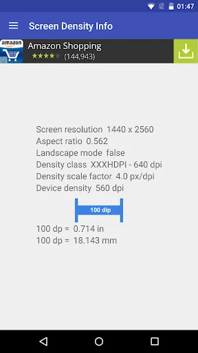 Screen density info