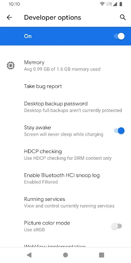 Developer Options Shortcut