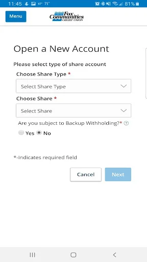 Fox Communities Credit Union screenshot 2