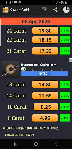 Kuwait Daily Gold Price screenshot 3