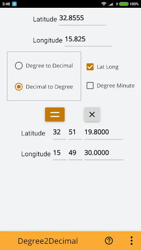 Degree & Decimal Converter