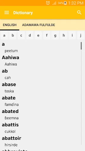 English – Fulfulde Dictionary screenshot 1