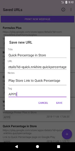 Webpage Printer Plus URL Saver screenshot 2