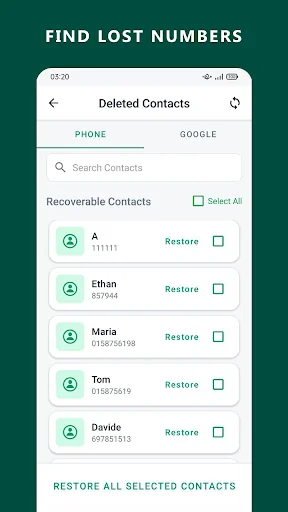 Restore Deleted Contacts screenshot 2