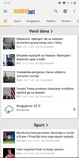 Naslovi - Vesti Srbija screenshot 1