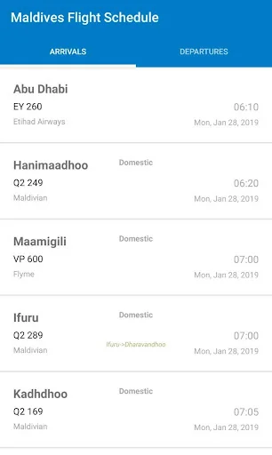 Maldives Flight Schedule