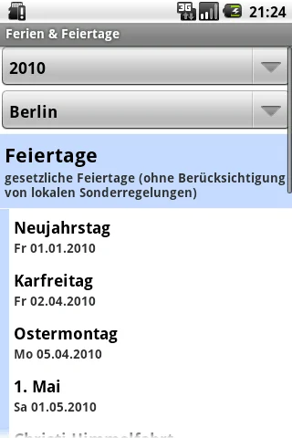 Ferien & Feiertage