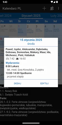 Kalendarz PL screenshot 2