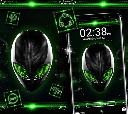 Alien Green Launcher Theme screenshot 2