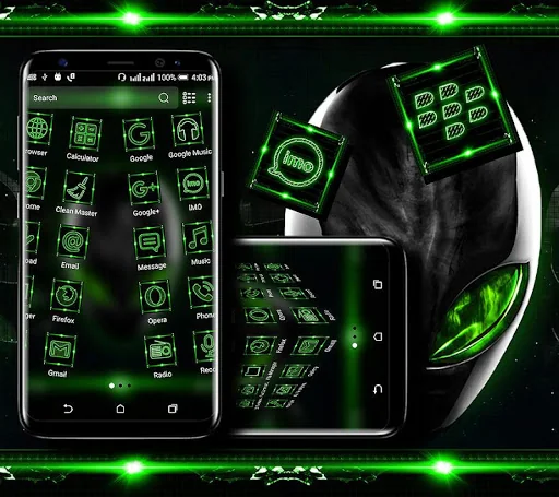 Alien Green Launcher Theme screenshot 4