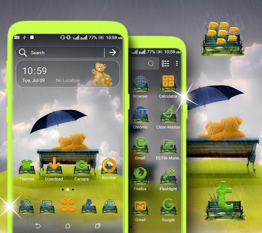 Rainy Teddy Launcher Theme