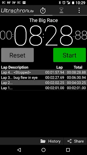 Ultrachron Stopwatch Lite screenshot 1