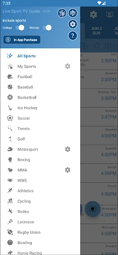 Live Sports TV Listings Guide screenshot 1
