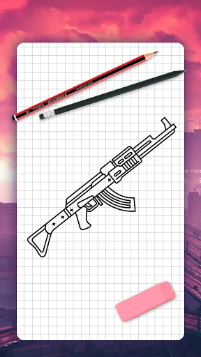 How to draw game weapons