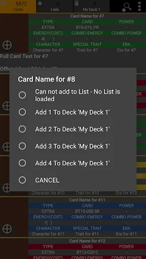 Database for Super Ball TCG screenshot 3