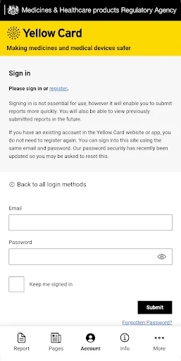 Yellow Card Scheme screenshot 2