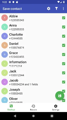 Save contacts