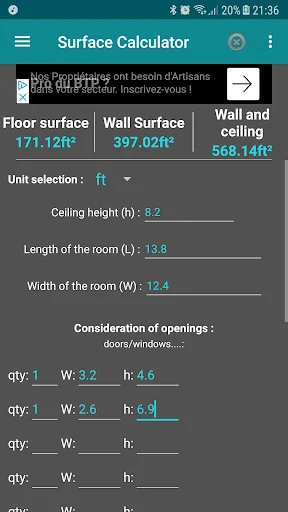 Surface Calculator - Room Area