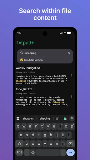 txtpad+ — Create txt files