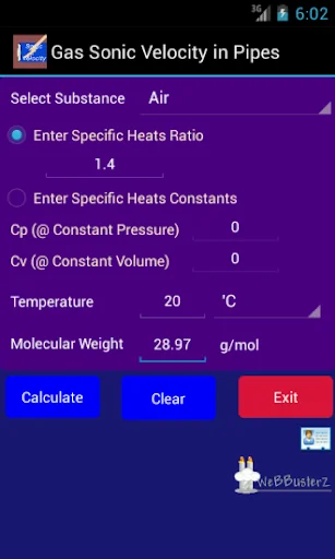 Sonic Velocity in Pipes Lite