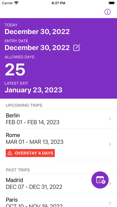 Schengen Calculator 90/180 screenshot 1