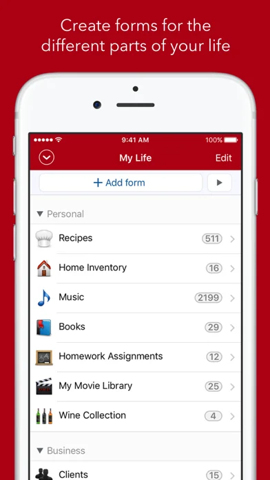 Tap Forms Organizer 5 Database screenshot 1