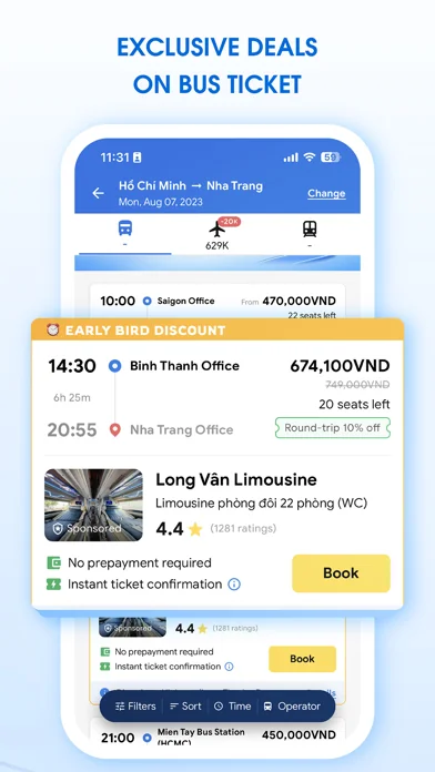 Vexere: Book Bus Flight Train screenshot 2