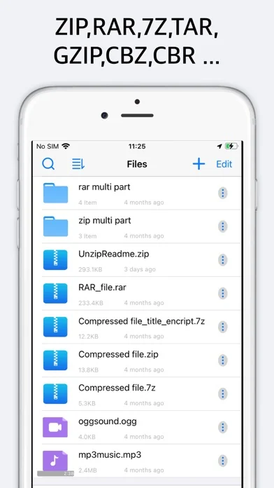 Unzip:Datei zip,rar,7z öffnen