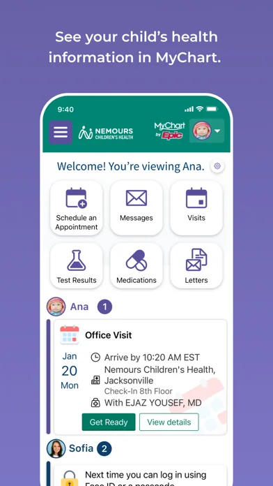 Nemours Children’s MyChart screenshot 1