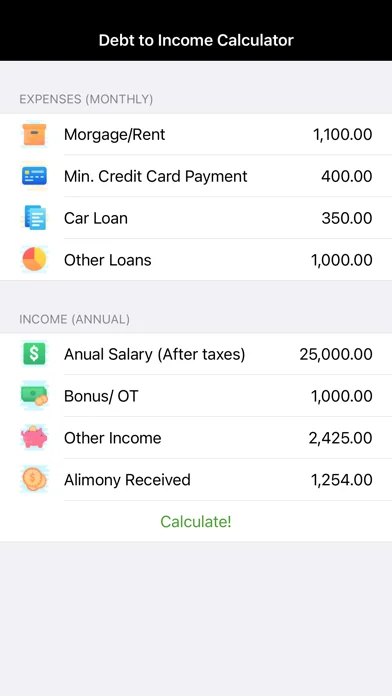 Debt To Income Calculator