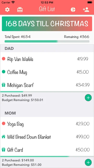 Christmas Gift List Tracker screenshot 1