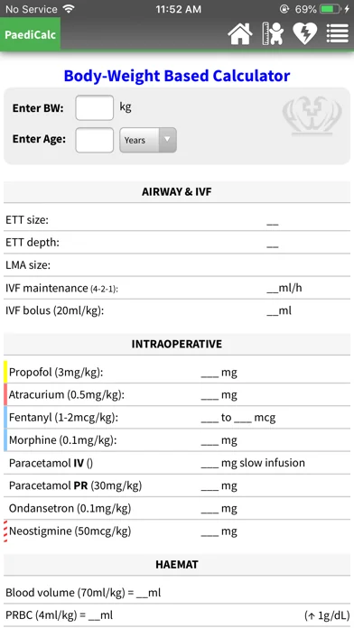 Paediatric calculator