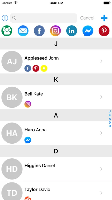 Interaktive Kontaktliste