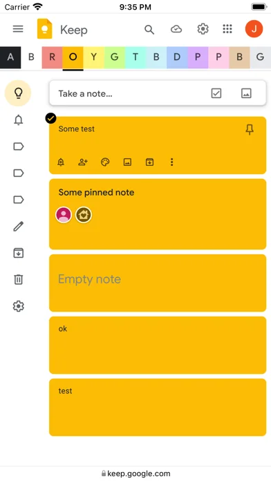 Category Tabs for Google Keep