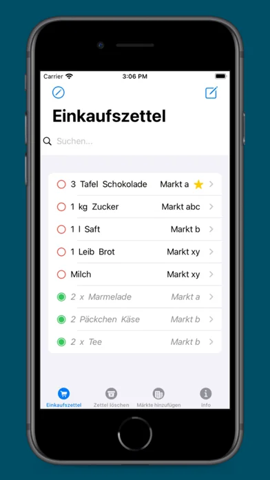 Einkaufszettel zum abhaken