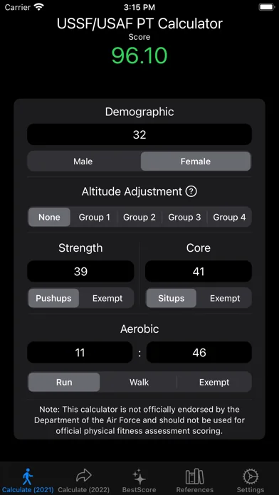 USAF PFA & USSF HPA Calculator