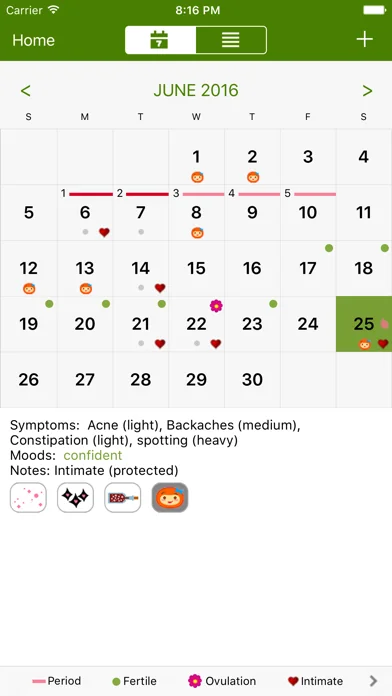 Menstruations Kalender Deluxe screenshot 2
