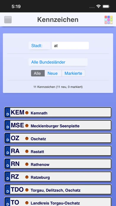 Autokennzeichen App