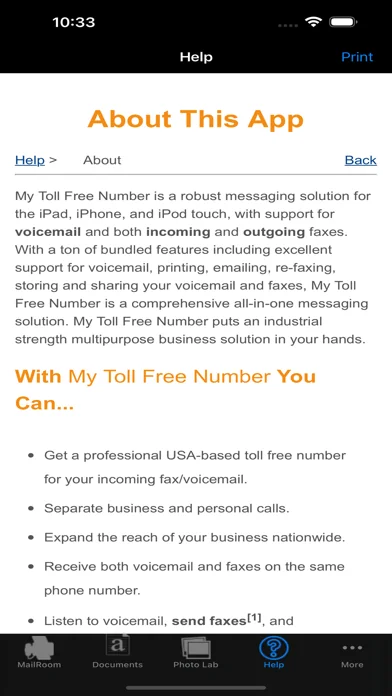 My Toll Free Number + Fax, VM