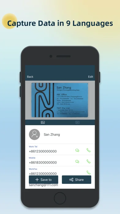 Visitenkarten Scanner-OCR Card screenshot 2