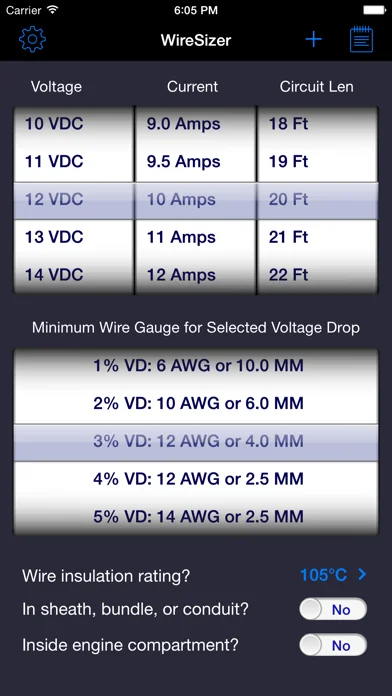 WireSizer - DC Voltage Drop screenshot 1